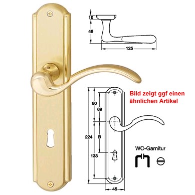 Hoppe Linea Violet H4704 WC Messing Langschild T�rdr�ckergarnitur poliert