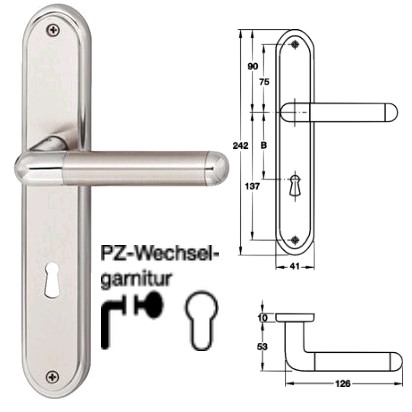 Valli&Valli Linea Rhodamine H4705 LS PZ-Wechsel Langschild Dr�ckergarnitur DIN/L