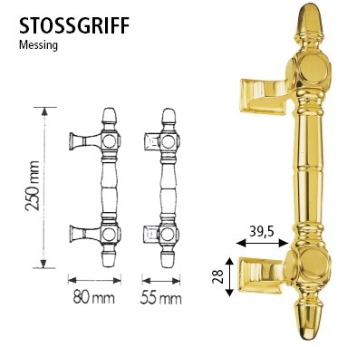 Schssmetall Messing Stogriff 02.27.0030 <b>250 mm</b>