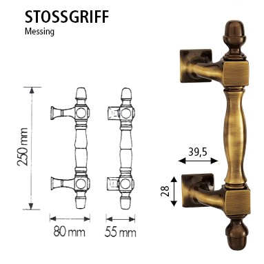 Schssmetall Messing brniert Stogriff 02.27.0030 <b>250 mm</b>