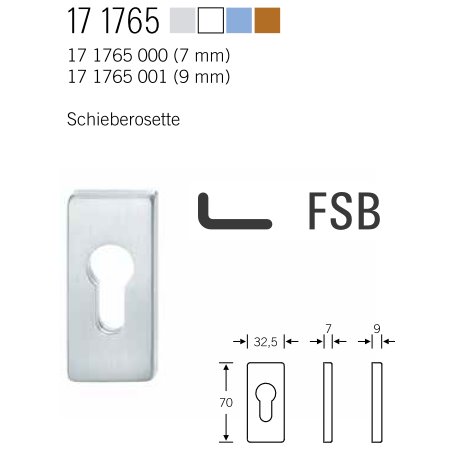 FSB 17 1765 001 Edelstahl Schieberosette 9mm
