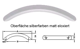 Aluminium Mbelgriff HE100.87 <b>128 mm</b> silberfarben matt eloxiert