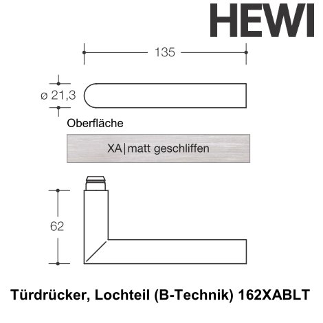 HEWI 162XABLT Türdrücker, Lochteil (B-Technik) Edelstahl matt