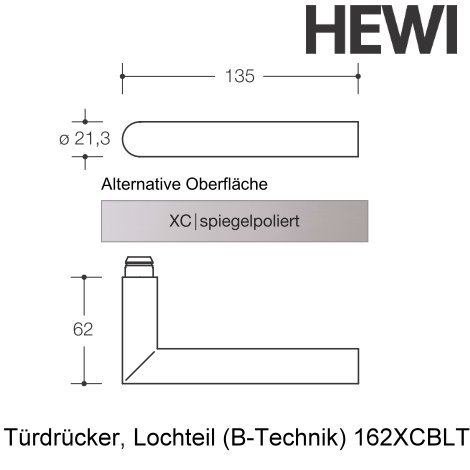 HEWI 162XCBLT Trdrcker, Lochteil (B-Technik) Edelstahl spiegelpoliert