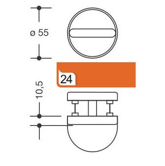 HEWI 306.23NR 24 WC-Rosetten 55mm Riegel-VK8 TS38,1-43,0 orange