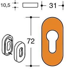 HEWI 316R 24 PA PZ-Schlüsselrosetten orange flach