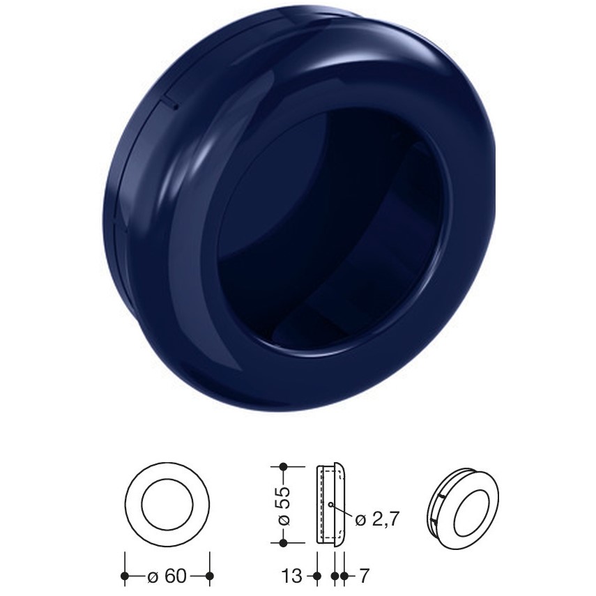HEWI 538.60ML 50 Einlassmuschel Einlassmasse d=55mm x 13mm stahlblau