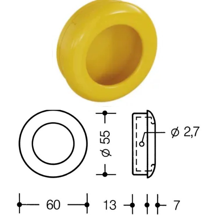 HEWI 538.60ML 18 Einlassmuschel Einlassmasse d=55mm x 13mm senfgelb