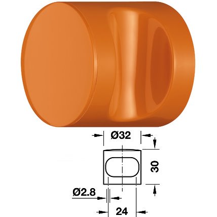 HEWI 557.32 24 Mbelknopf, 32mm, orange