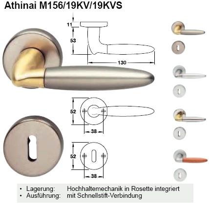 Hoppe Athinai M156/19KV/19KVS, Messing/Aluminium matt (stahlfarben)