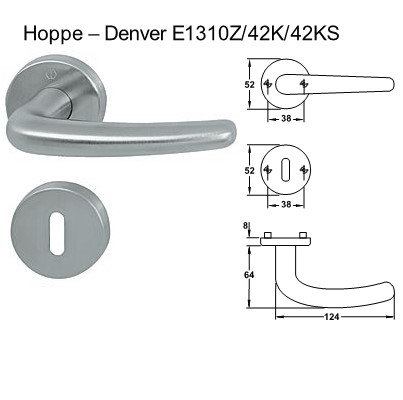 Hoppe Denver E1310Z/42KV/42KVS PZ Wechsel Rosetten Garnitur in Edelstahl matt