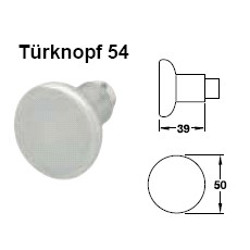 Hoppe Trknopf 54 (Stiftteil) aus Aluminium neusilberfarben eloxiert