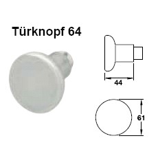 Hoppe Trknopf 64 (Stiftteil) aus Aluminium neusilberfarben eloxiert