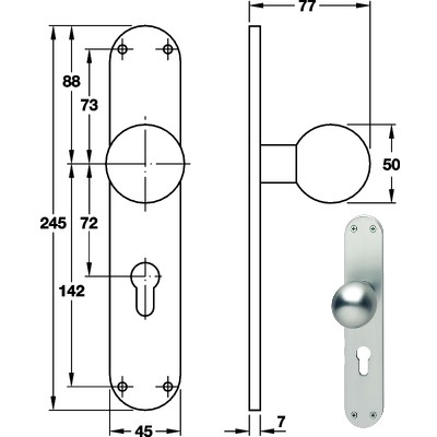 FSB 19 0802 LSO S Knopfschild Aluminium silberfarben sichtbar verschraubt
