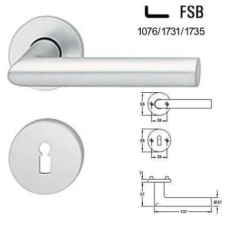 WC Zimmertür Rosettengarnitur FSB 1076/1707/1708 Aluminium silberfarbig