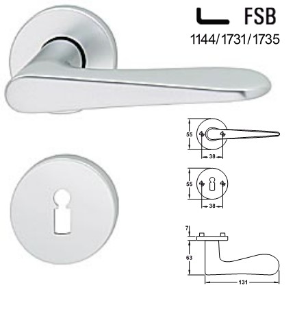 BB gelochte Zimmertür Rosettengarnitur FSB 1144/1707/1708 Aluminium silberfarbig