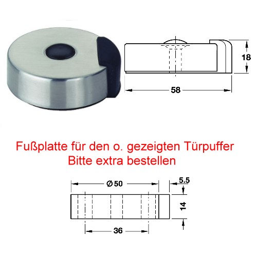 Fuplatte fr Edelstahl Bodentrpuffer Hoppe E484