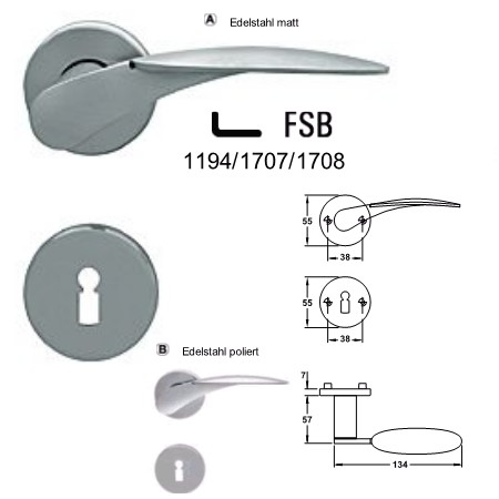 FSB 1194/1707/1708 PZ Wechel Rosetten Garnitur in Edelstahl matt (links)