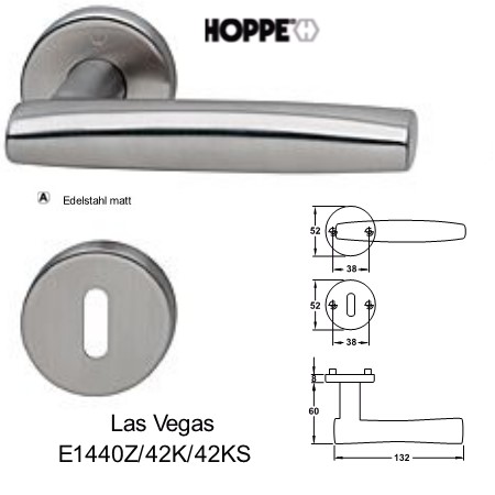 Hoppe Las Vegas E1440Z/42K/42KS WC Zimmer Rosetten Garnitur in Edelstahl matt