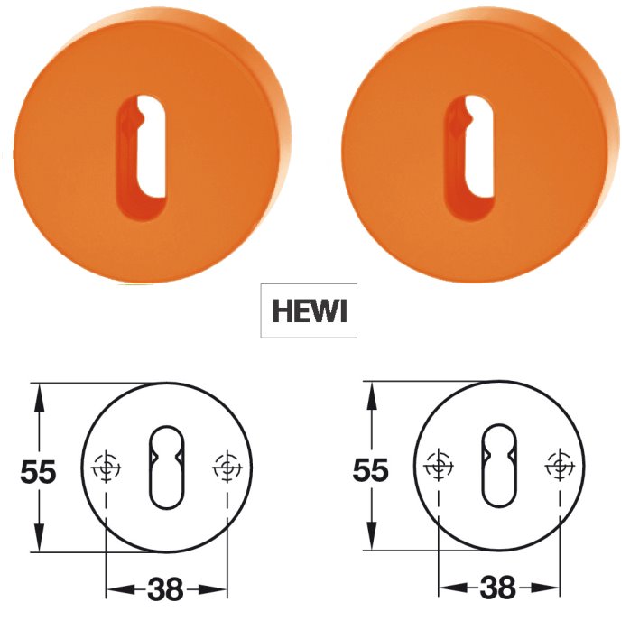 Hewi BB Schluesselrosette Paar Modell 306.23 24 orange