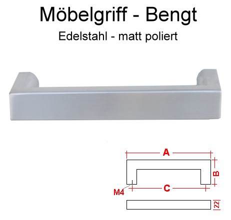 halbrunder Mbelgriff Bengt aus Edelstahl matt poliert, 207 mm breit