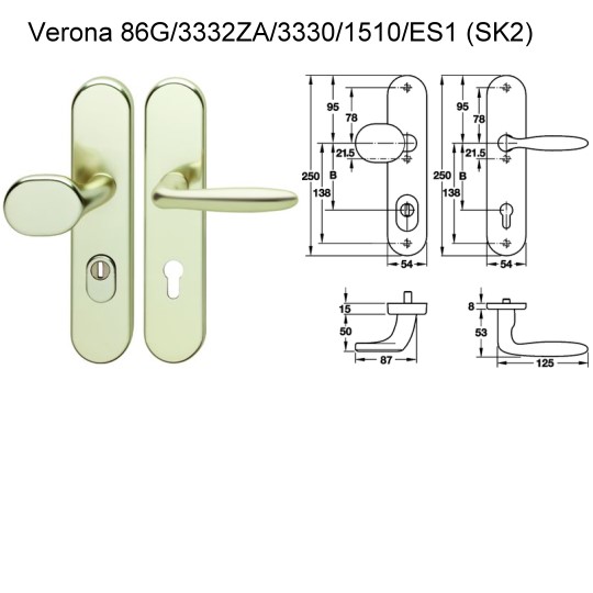Hoppe Verona 86G/3332ZA/3330/1510 ES1 <b>F2</b> 72 mm Entfernungsma