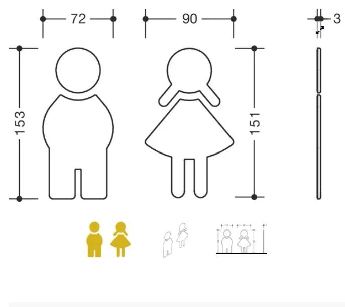 801.910.040.18 Set Symbole Mann und Frau senfgelb