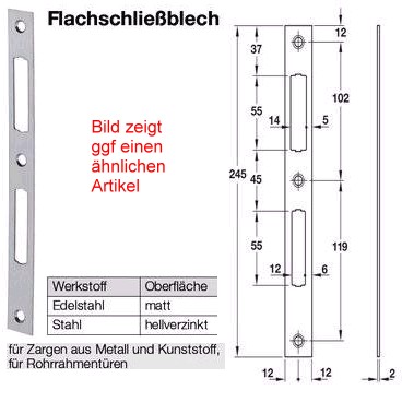 Flachschliessblech 24 mm fr Rohrahmentren Edelstahl matt