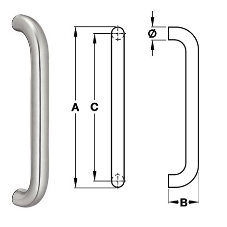 Georg T�rgriff in Edelstahl matt gerade St�tzen 30x300mm