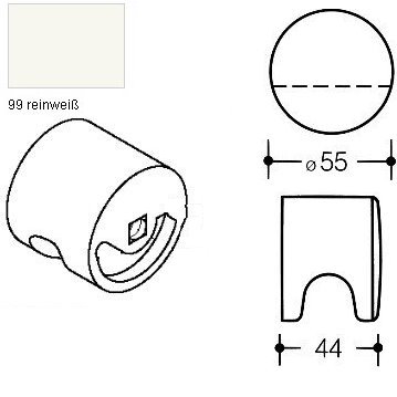HEWI 122.23LT 99 Knopfdrückerlochteil vk8 reinweiß