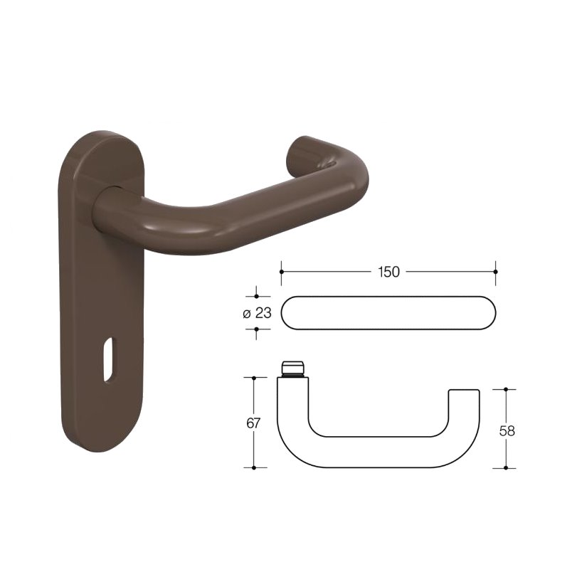 HEWI 111R01.210 BB Zimmertürgarnitur 84 umbra