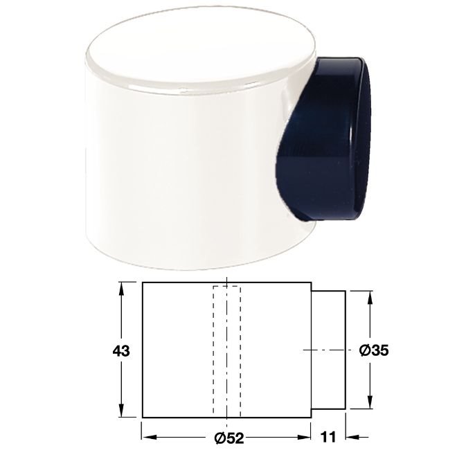 HEWI 615 98 Bodentürpuffer ø52mm h=42,5mm signalweiß