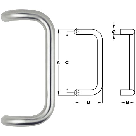 Udo T�rgriff in Edelstahl matt gerade St�tzen 30x350mm