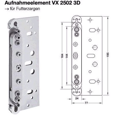 Simonswerk Aufnahmeelement VX 2502 3D einstellbar mit ständig fixierter Tür
