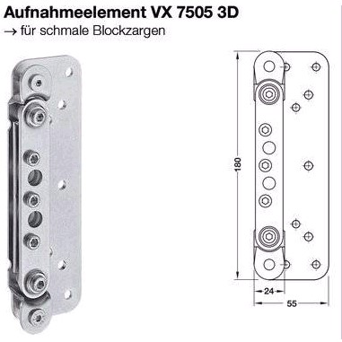 Simonswerk Aufnahmeelement VX 7505 3D (<b>schmale</b> Blockzargen)